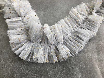5Yards White Ruffles Lace Trim Tulle Mesh Fabric For Sewing Doll Bubble Skirt Dress craft | Дом и сад