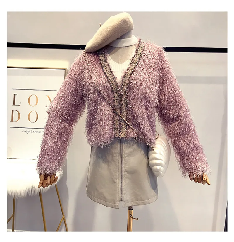 pink cardigan Neploe короткий свитер с кисточками куртка с v-образным вырезом женский элегантный вязаный кардиган Осень Зима Новая мода вязаное пальто Верхняя одежда 37254 - Цвет: pink cardigan