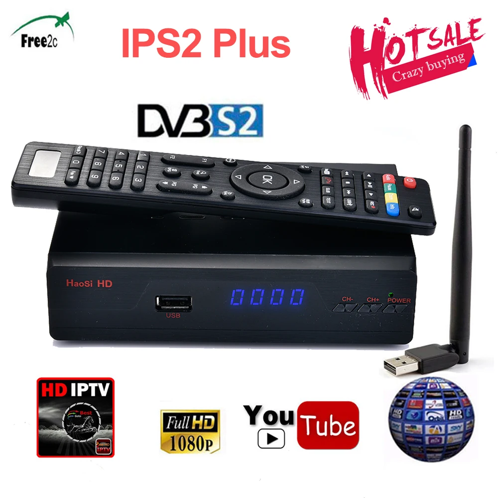 IP-S2 Plus Лучший HD 1080p DVB S2 спутниковый ресивер Поддержка 1 год Испания CCAM/французская Европа IP tv 2500+ tv Высокое качество