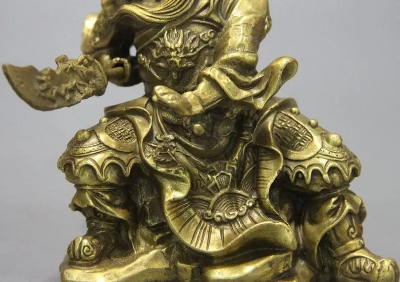 Китай (материк) Латунь Гуань Гун Скульптура Дракон боевых Бог богатства Статуя Юя