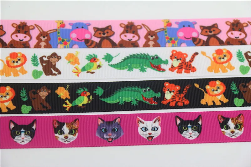 DHK 7/8 'ɵ метров с рисунками животных кота зоопарк напечатан grosgrain ленты