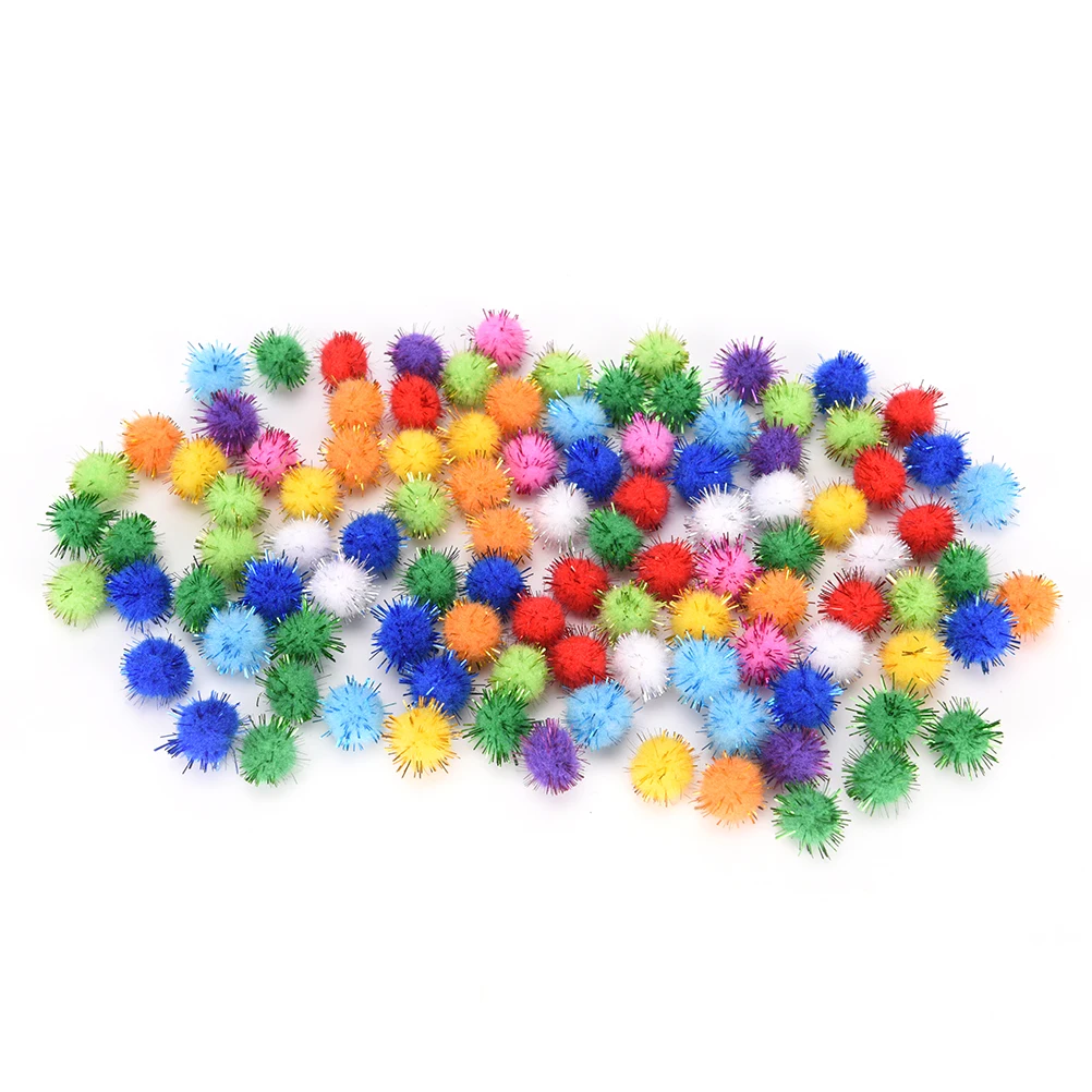 

100pcs Colorful 15mm Sparkly Glitter Tinsel Pompom Balls Cat Toy Balls Small Ball Cat Toys