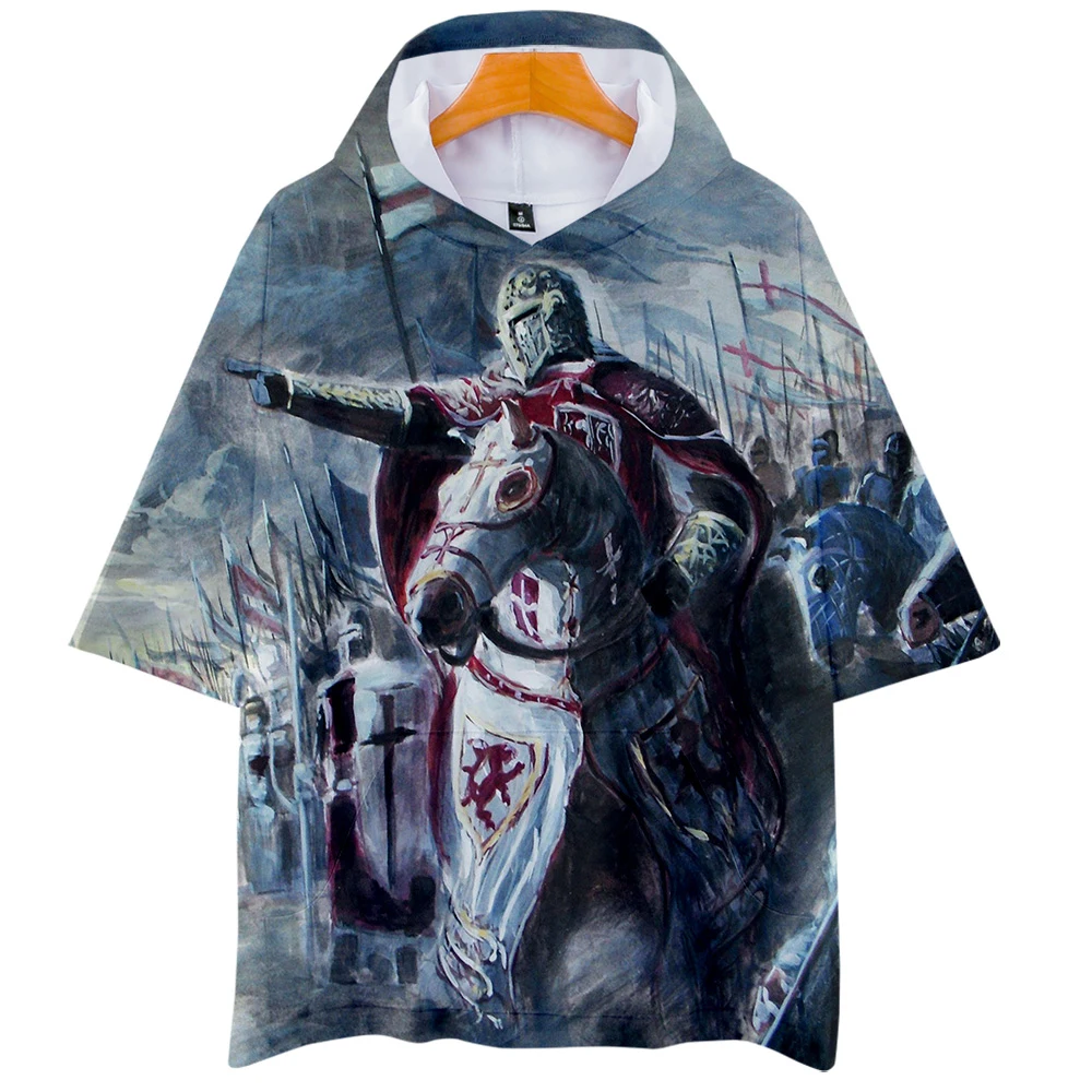 Женские и мужские повседневные толстовки Knights templar с короткими рукавами летняя