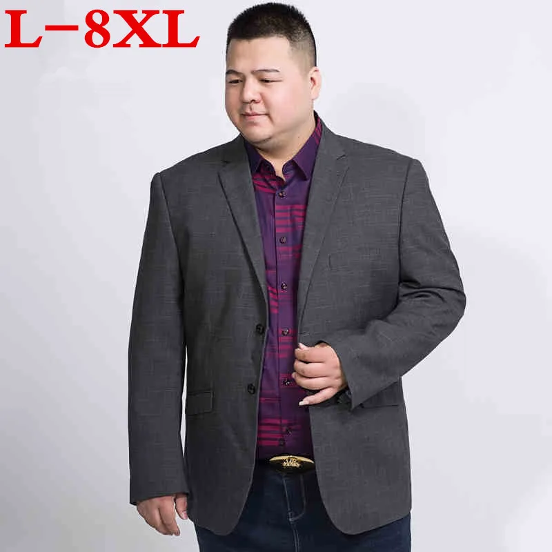 8XL размера плюс мужской повседневный свободный однотонный костюм Блейзер пиджак мужской свадебный костюм Блейзер Мужской серый костюм hombre Блейзер masculino