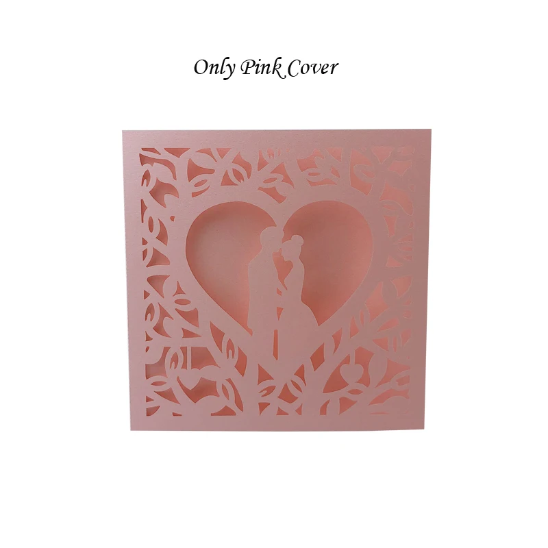 Only Pink Cover 1 шт синий белый золотой красный полый сердце лазерная резка свадебные пригласительные открытки поздравительные открытки персонализированные вечерние украшения - Цвет: Only Pink Cover