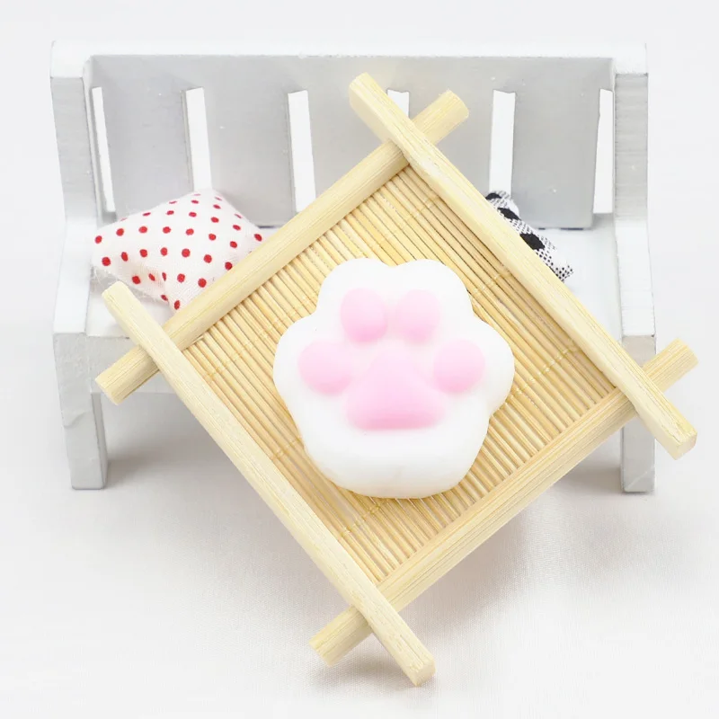 DIY одиночный мини меняющий цвет мягкий милый кот антистрессовый шар сжимающий Моти поднимающийся абрект мягкий липкий снятие стресса Забавный подарок - Цвет: white cat claw