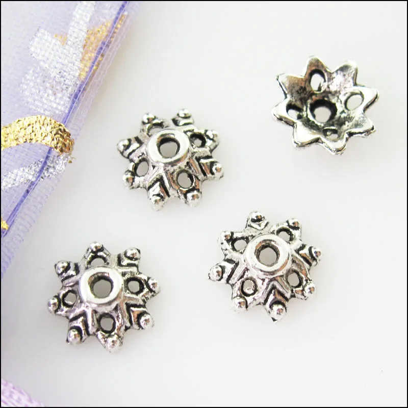 Новый 100 шт. Тибетский Серебристый цвет в форме цветов биссерных колпачков