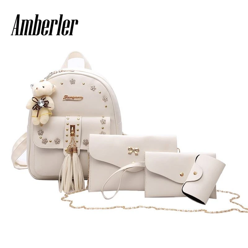 Рюкзак Amberler из искусственной кожи Женский модный вместительный дорожный ранец