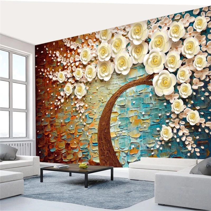 Большие модели обоев beibehang на заказ трехмерные рельефные розы большая картина