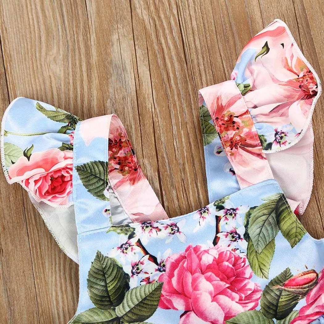 2018 Новинка для новорожденных Одежда детей малышей девочек Цветок Летнее