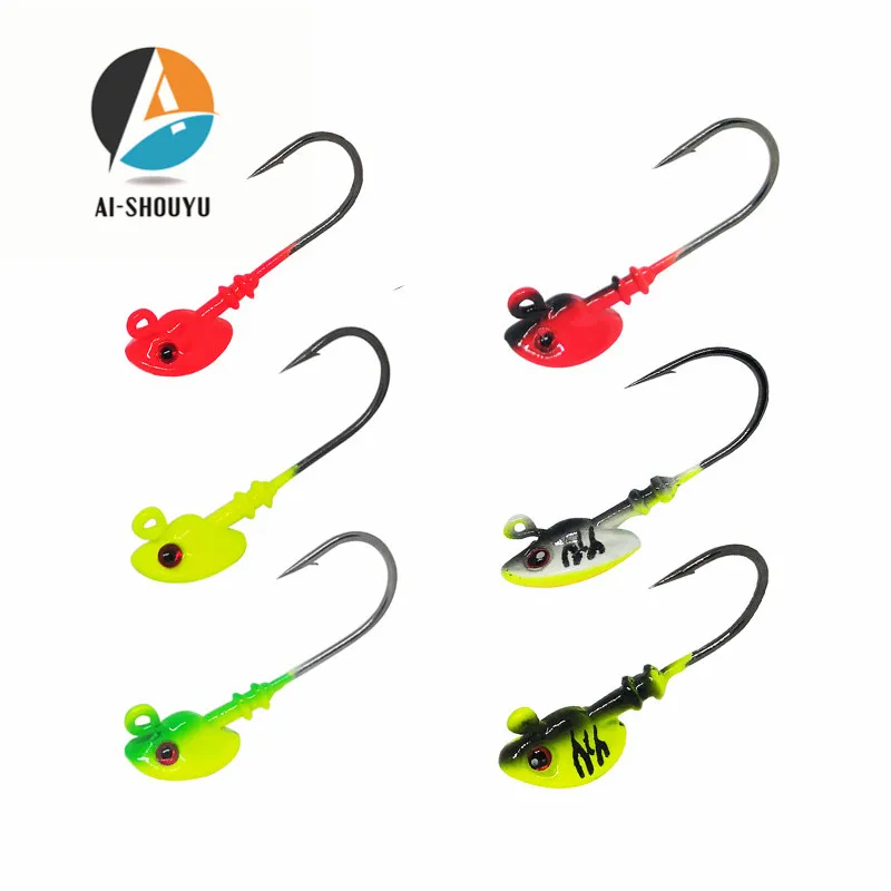 AI SHOUYU 5 шт./лот Fishinghooks 7g/10g/14g/21 г крючок Jig Head Многоцветный рыболовные снасти