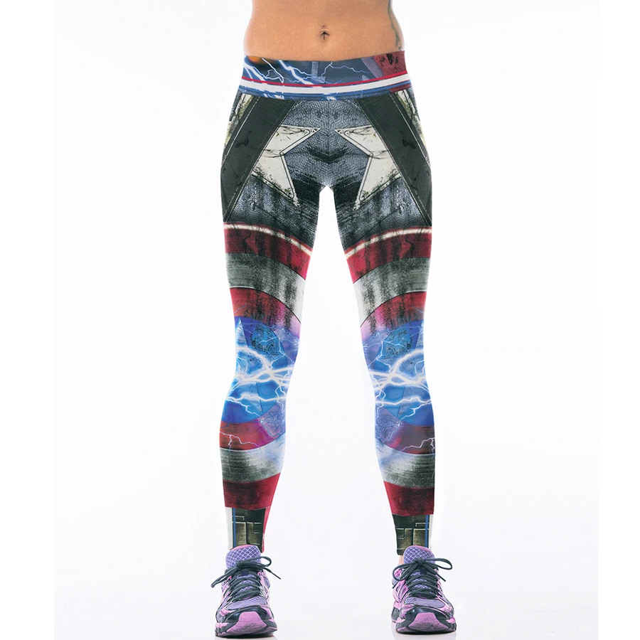 Плюс Размеры Штаны с высокой посадкой Геометрические печати Леггинсы для женщин