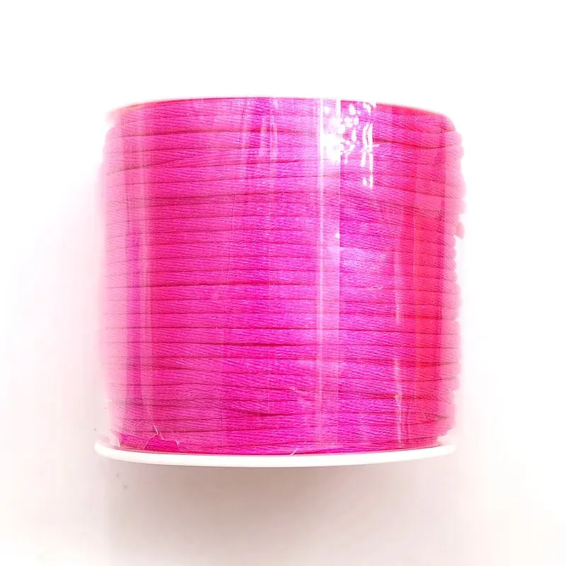 Hot Pink Chenkai 2 мм 50 м/рулон 14 цветов мягкий макраме Шелковый Атласный нейлоновый шнур веревка DIY силиконовый детский Прорезыватель для зубов ожерелье браслет - Цвет: Hot Pink