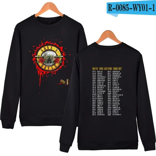 black Рок-группа GUNS N ROSES толстовка осень зима модные толстовки с длинным рукавом толстовки для мужчин и женщин хип-хоп спортивный костюм Топы Одежда - Цвет: black
