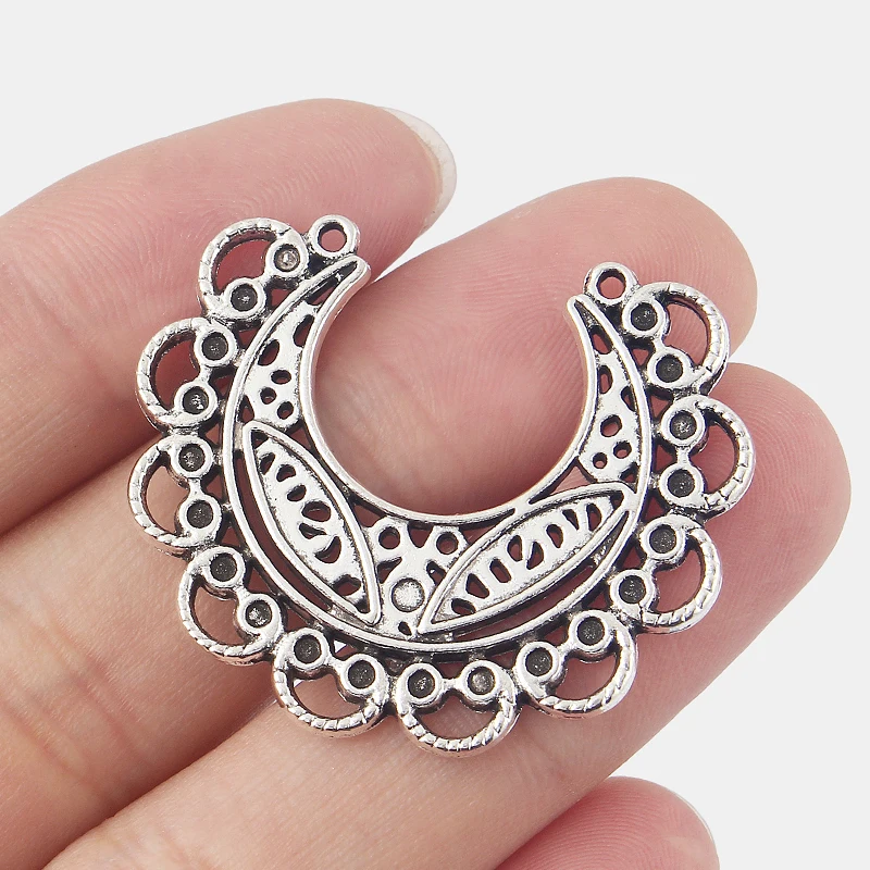 

4PCS Antique Chandelier Moon Crescent Charms Pendants Connectors for Necklace Making Jewelry Findings 39x33mm