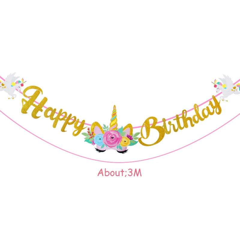1set HBD Banner Единорог вечерние украшения для дня рождения флаг баннер для вечеринки в честь Дня Рождения украшения детский душ праздничные события вечерние поставки - Цвет: 1set HBD Banner
