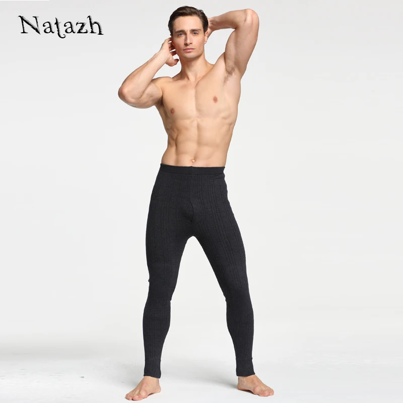 NATAZH mens wool blend Leggings thick male thermal fleece pants underwear men long johns winter plus velvet warm pant 6 style | Мужская