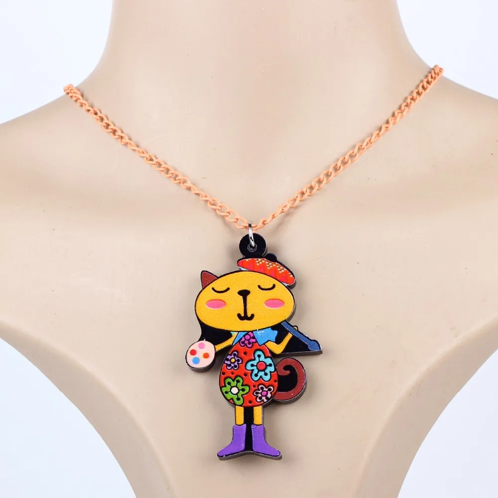 Bonsny брендовый ювелирный набор кулон в виде кота серьги-капли шесть цветов хит