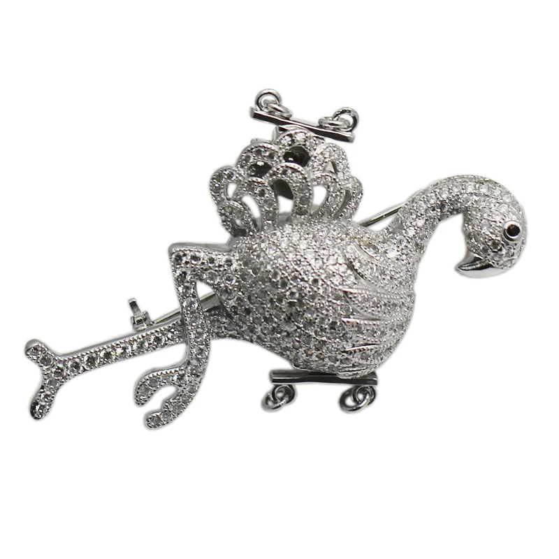 Beadsnice серебро 925 пробы фурнитура для животных брошь с застежкой и фианитом