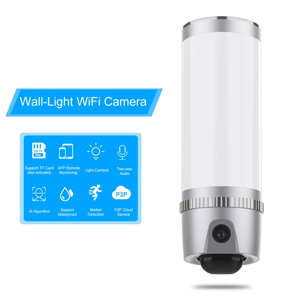 HD 1080P настенный светильник, беспроводная Wi-Fi камера, 100 светодиодов, детектор движения, прожектор, светильник для безопасности, облачное хранилище, с сигнализацией сирены