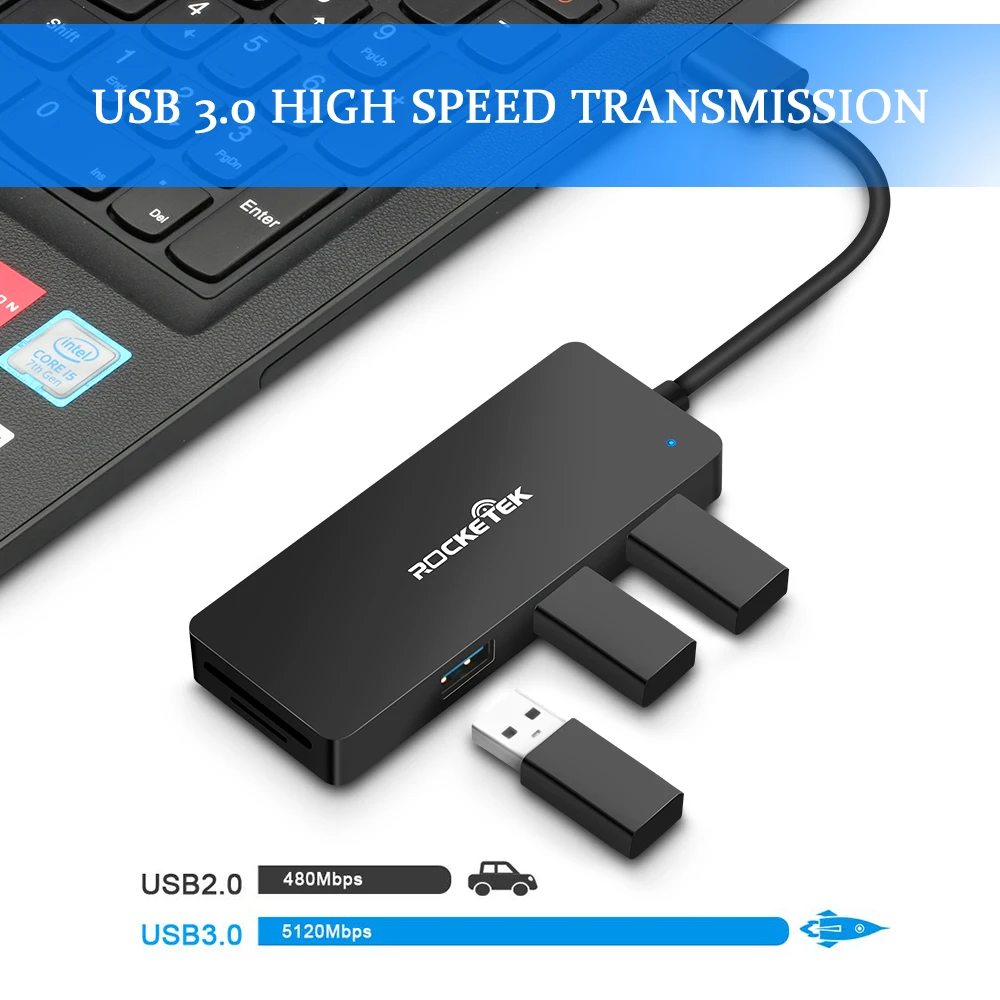 Rocketek алюминиевый сплав 3 0 USB концентратор и кардридер порта Тип c разветвитель Micro