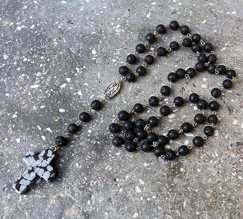 Мужские ювелирные изделия черный буддийский Крест из лавы камня 8 мм|necklace men|cross