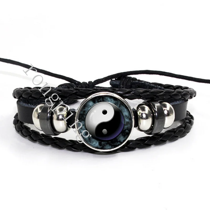 Винтажный кожаный шнурок из 2 предметов Плетеный черный браслет ~ b | Украшения и