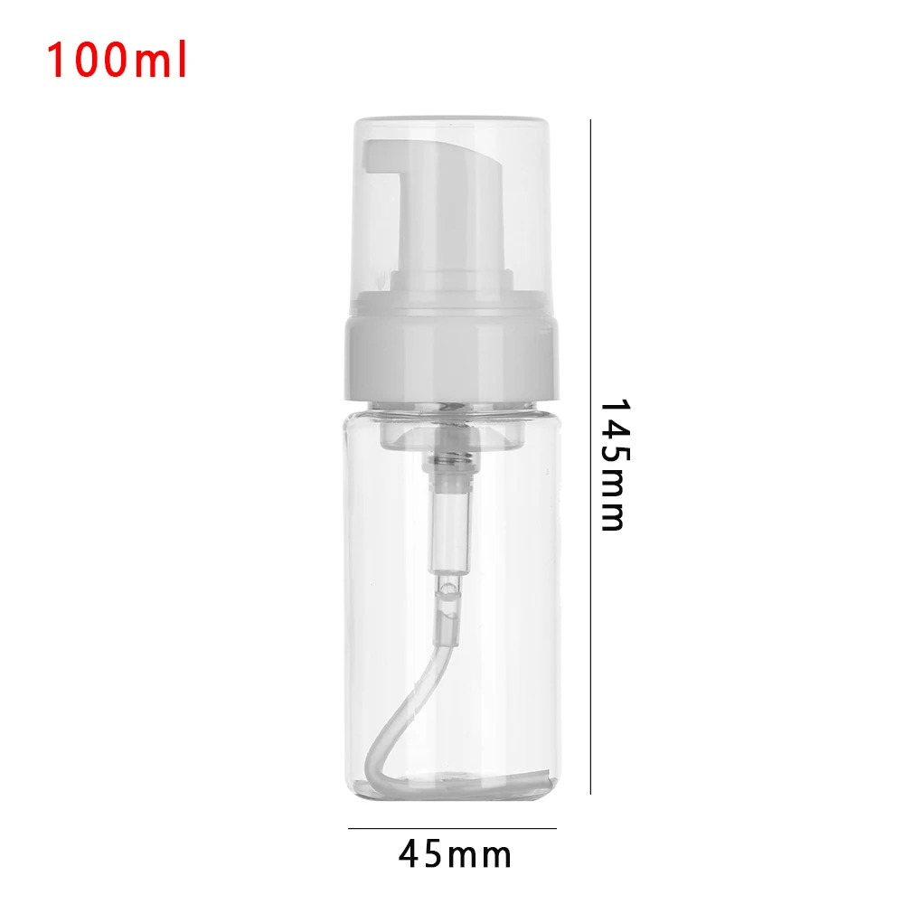 100ml 50/60/100/150/300ML Clear Foaming Bottle Liquid Soap Whipped Mousse Points Bottling Shampoo Lotion Shower Gel Foam Pump Bottles - Color: 100ml