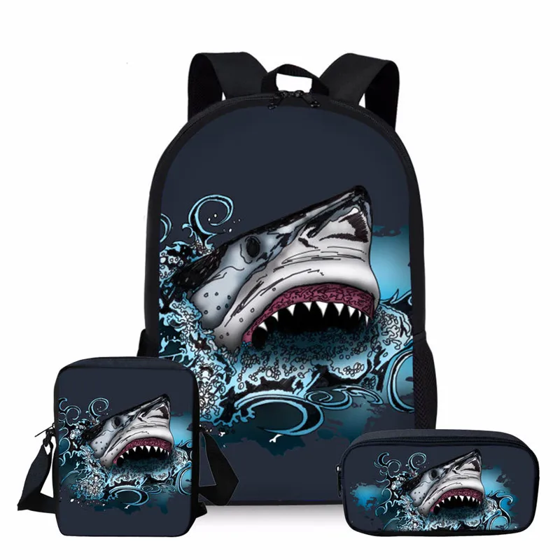 Школьные сумки ELVISWORDS Cool Shark Attack с принтом для девочек и мальчиков дорожные через