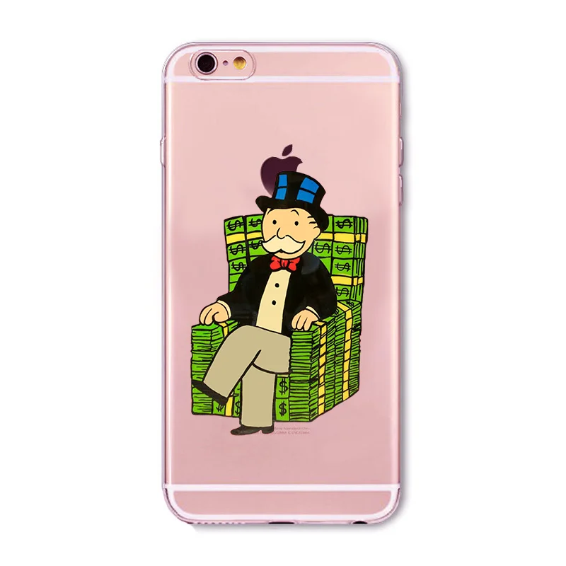 Воин Монополия доллара Mr Mobbin чехол для iPhone X XS Max XR 8 SamsungS7 S8 S9 прозрачный мягкий