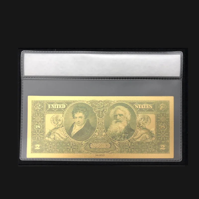 Новые продукты для 1896 американских банкнот США 2 доллара в 24k позолоченные