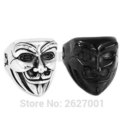 Мужское байкерское кольцо V-образной формы черное из нержавеющей стали с черепом