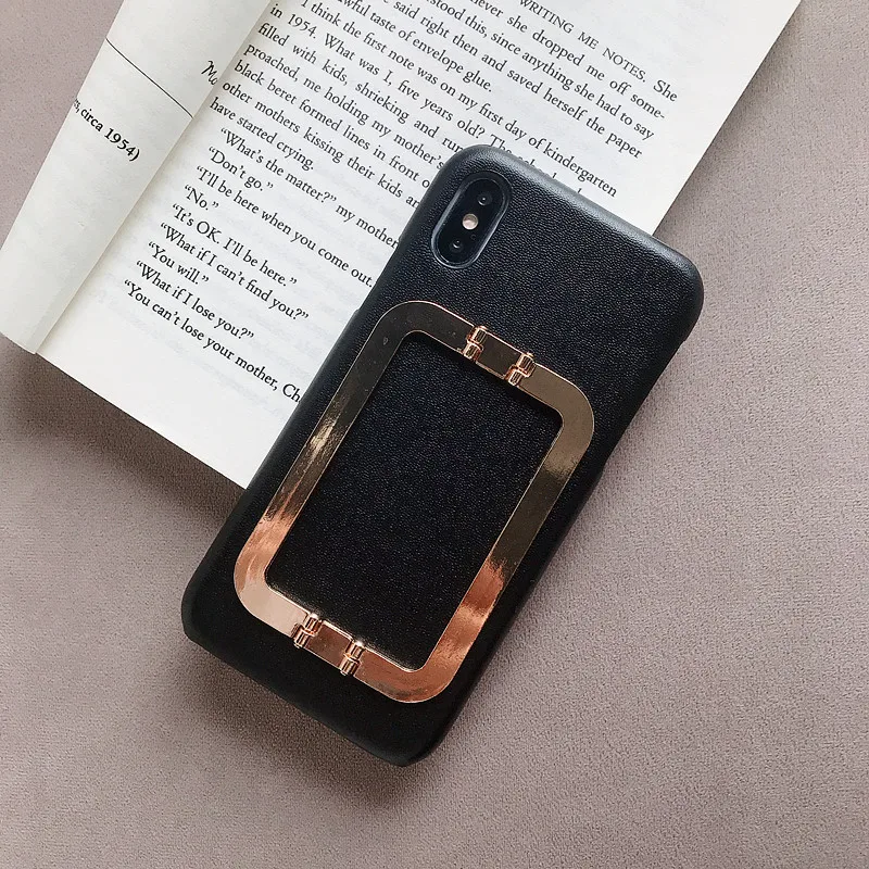 IMIDO сплошной цвет квадратный чехол-подставка для телефона для Iphone X XS XR XS Max 6 6S 7 8 Plus закаленное стекло крышка с кольцом-держателем - Цвет: BK