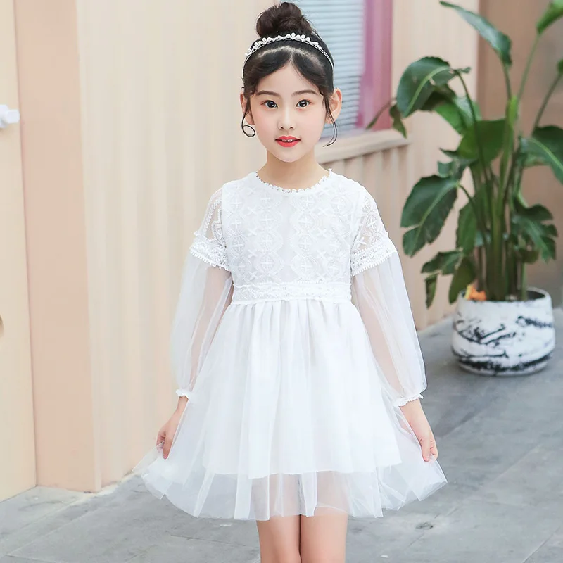 Girls Dress Summer 2019 Pink And White Princess Long Sleeve Cute For 3-10 Years Children Clothing | Детская одежда и обувь