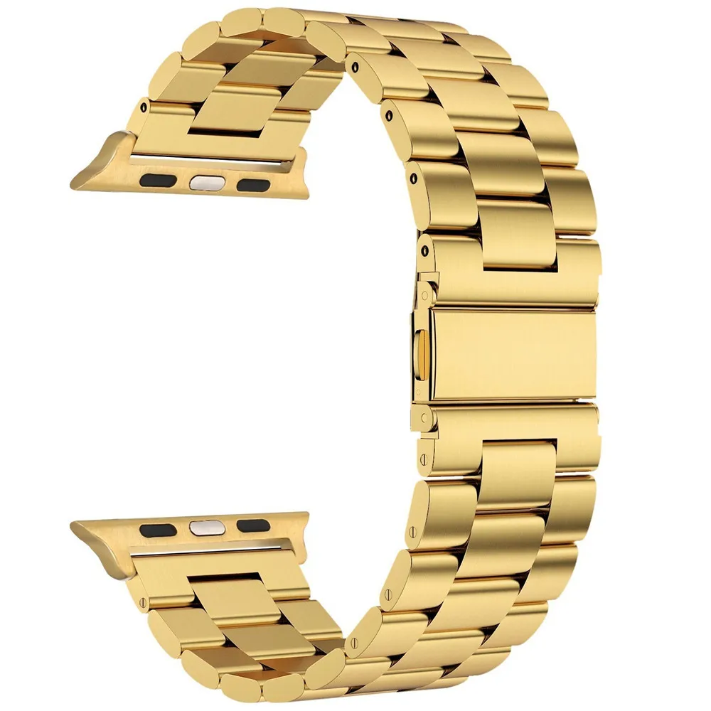 Gold Нержавеющая сталь ремешок для наручных часов Apple Watch, версии 44/42/40/38 мм, сопутствующий браслет, ремешок для наручных часов iWatch, версия 5/4/3/2/1, с металлическим ремнем, аксессуары - Цвет ремешка: Gold