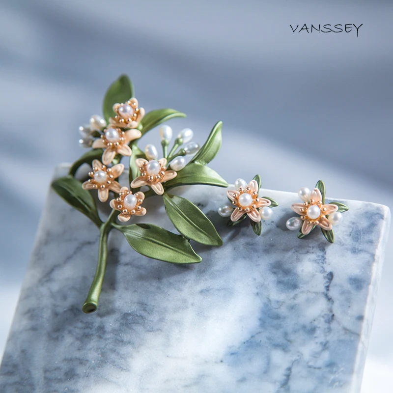Vanssey винтажная мода ювелирное изделие оранжевый цветок натуральный пресноводный