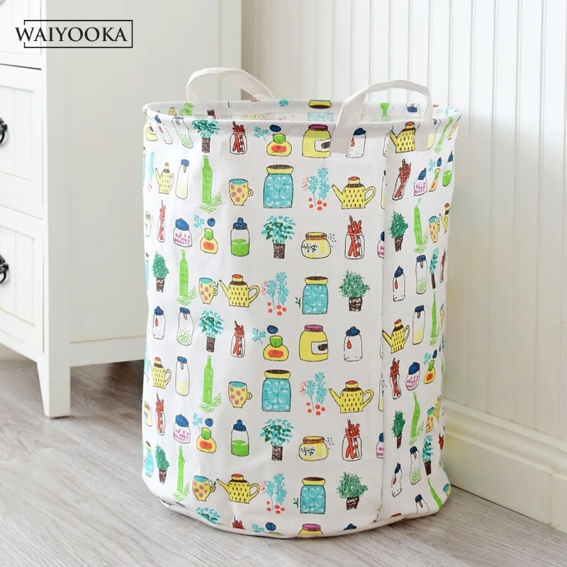 New Foldable Laundry Keg Cute Cartoon Storage Barrel Standing Toy Clothing Bucket Organizer Household Container | Дом и сад