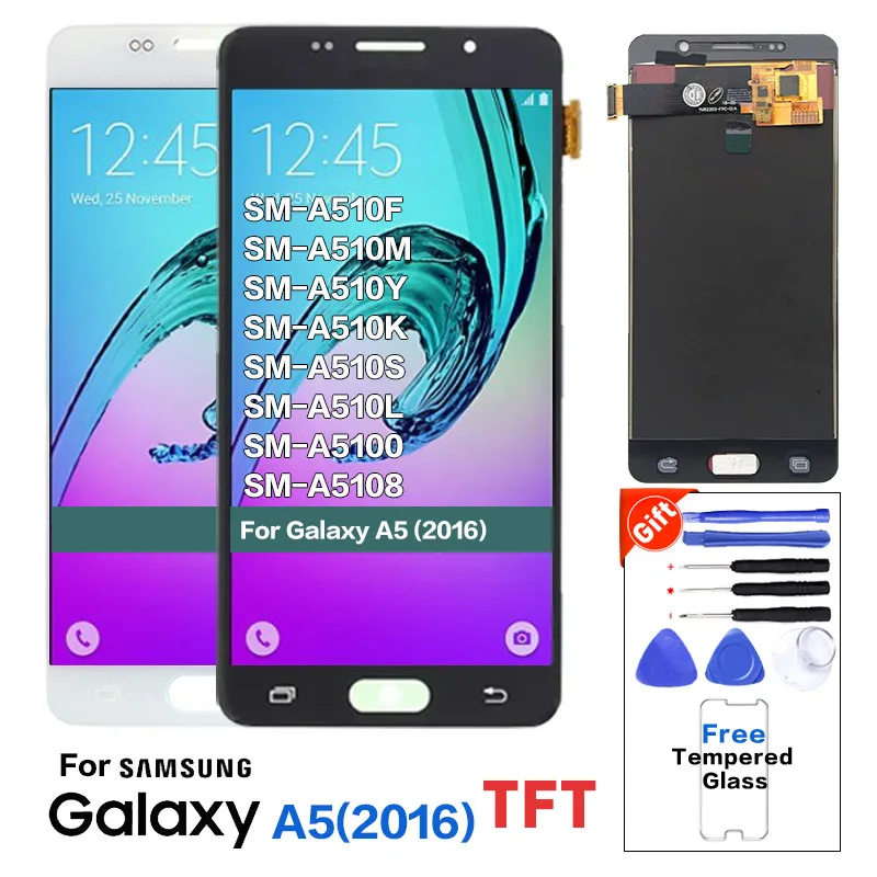 TFT LCD Screen For Samsung A5 2016 A510 A510F Display with Touch Digitizer Assembly Replacement | Мобильные телефоны и