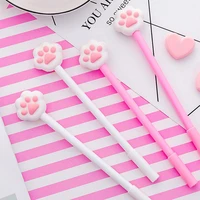 2x kawaii pink princess cat meow paws gel pen rollerball pen school office supply student stationery 0 5mm black ink