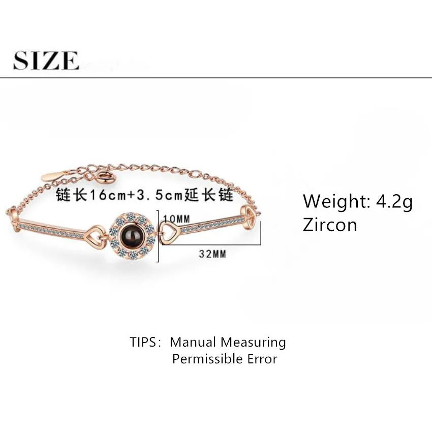 100 языковой проекционный циркониевый круглый браслет и браслеты для женщин