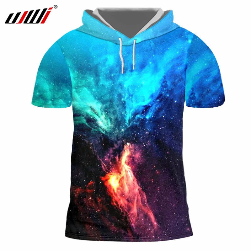 UJWI весна осень новая мужская футболка с капюшоном принтом Галактики Космическая