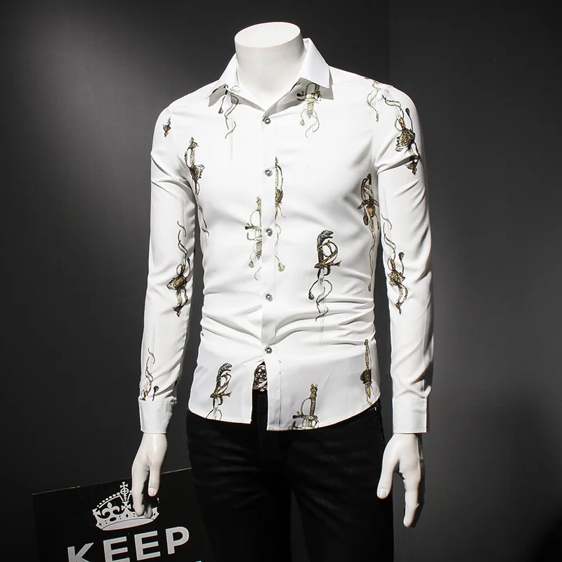 2018 Новое поступление Стильная мужская рубашка с длинным рукавом модная