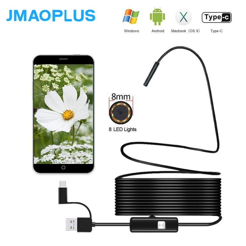 Камера для телефона эндоскоп для андроида скрытая камера 720 P USB камера промышленный эндоскоп камера для обследования эндоскоп камера 10 м IP68 водонепроницаемый с 8 светодиодами для Windows и Macbook PC