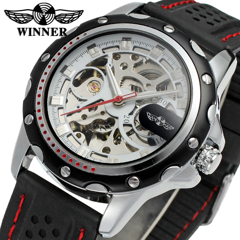 WRG8027M3T5 Winner брендовые автоматические мужские часы с скелетом оригинальные черным