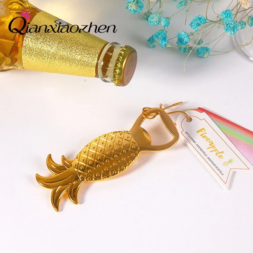 Фото Qianxiaozhen 4 шт. Золотая открывалка для ананасов свадебные сувениры и подарки гостей |