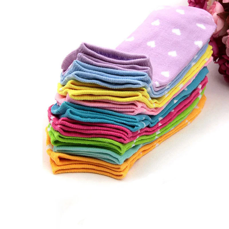 

20Pair Candy Color Dot Cute Socks Casual Cute Heart Ankle Low Cut Socks For Women Femininas Women Socks Short