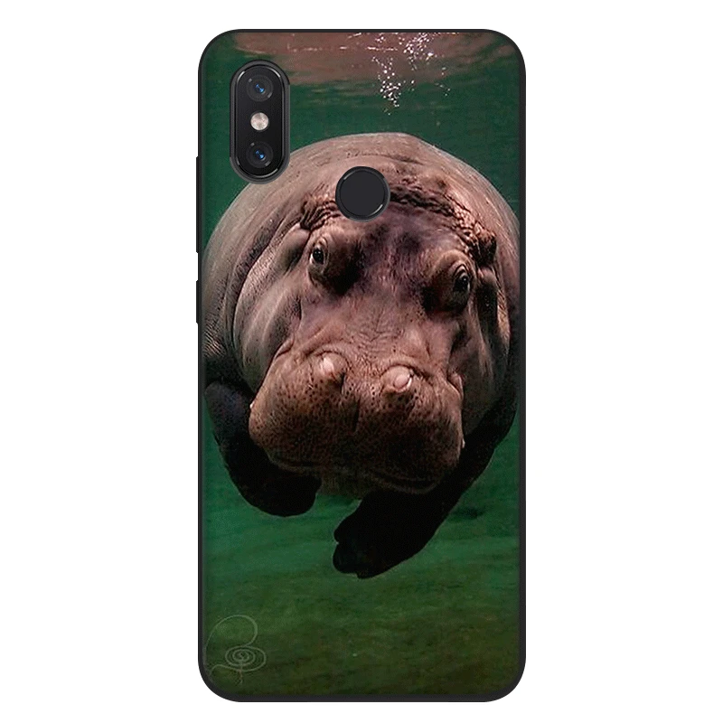 Черный силиконовый чехол из ТПУ для Xiaomi Redmi Note 4 4X 5 6 5A Pro Prime Aninal Hippo Cow