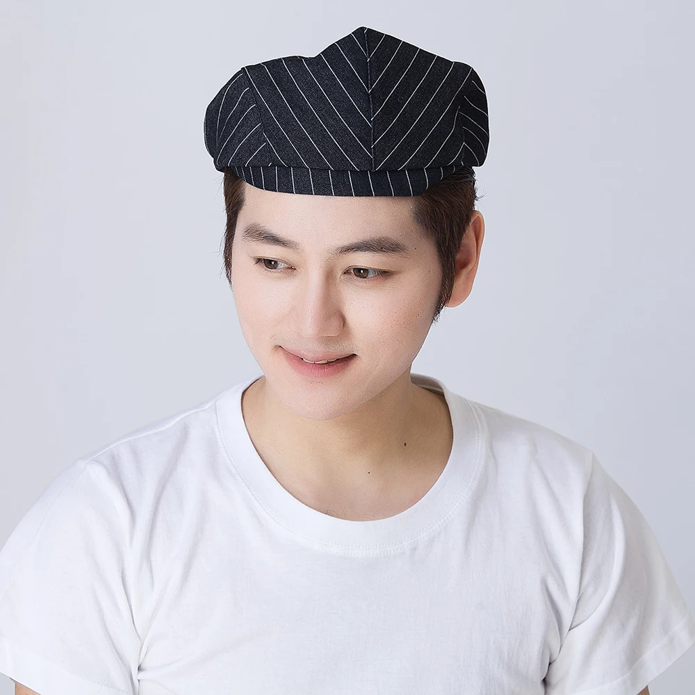 Food Service Wholesale Striped Hats 3 Colors Men Women Chef Work Cooking Wear Kitchen Cafe Bakery Waiter Waitress Forward Cap |