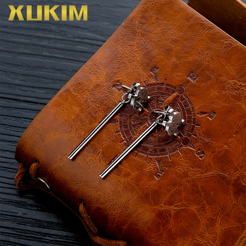WEO332 Xukim ювелирные изделия Хип Хоп унисекс серьги для женщин и мужчин череп палка