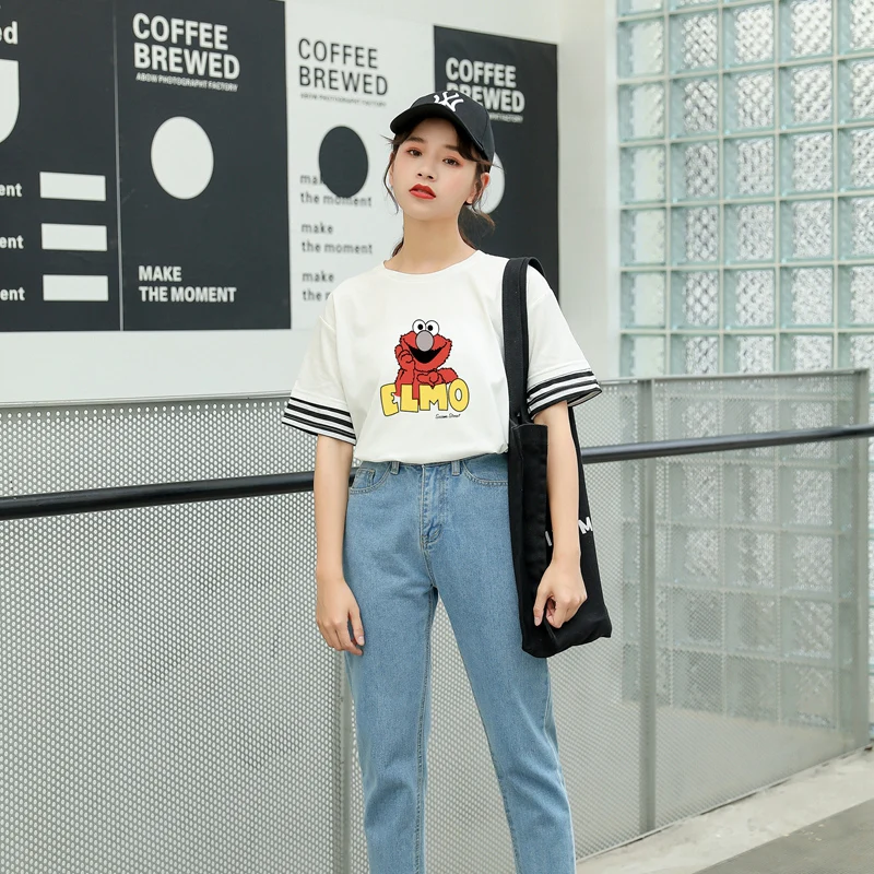 Новинка хлопковая Футболка Harajuku Kawaii Милые Забавные топы с принтом в виде героев